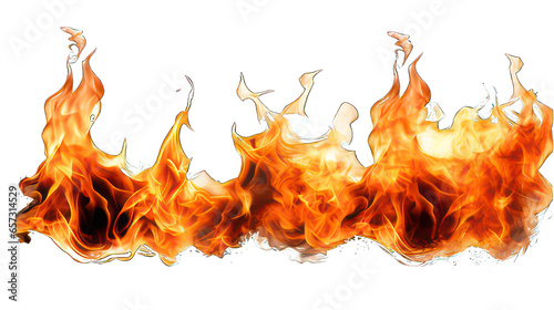 Flames isolated on white created with Generative AI
