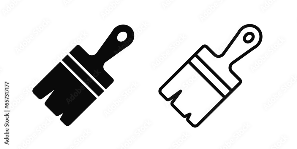 Wide paintbrush vector icon set Wide paintbrush vector icon set