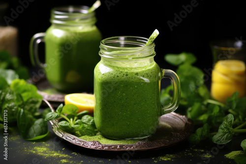 Green Smoothie in Glass Jar