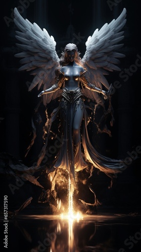 Decoration glowing angel in the dark beautiful image Ai generated art