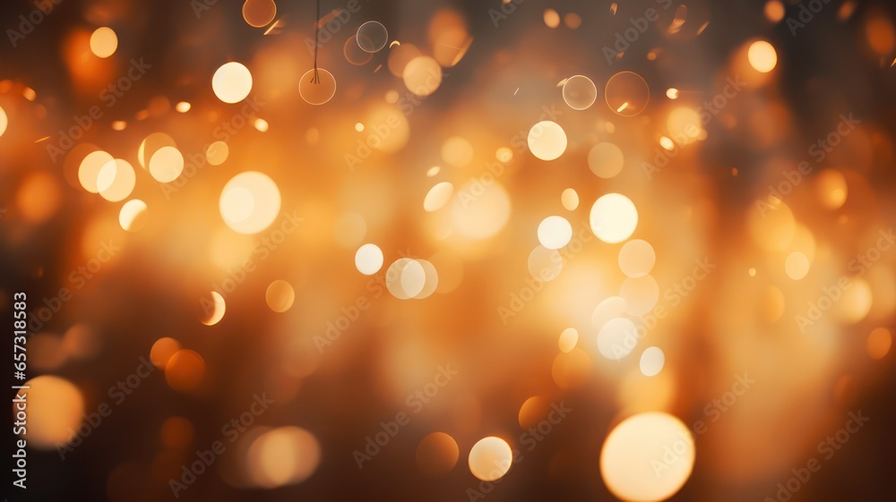 Yellow orange bokeh lights background created with Generative AI