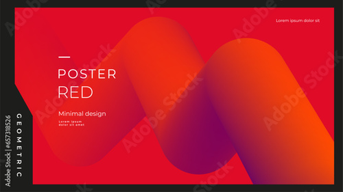 Red background with gradient wave. Geometric flow shape. Modern abstract banner design.