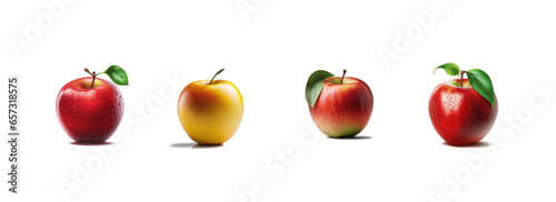 set of apples on white background PNG.