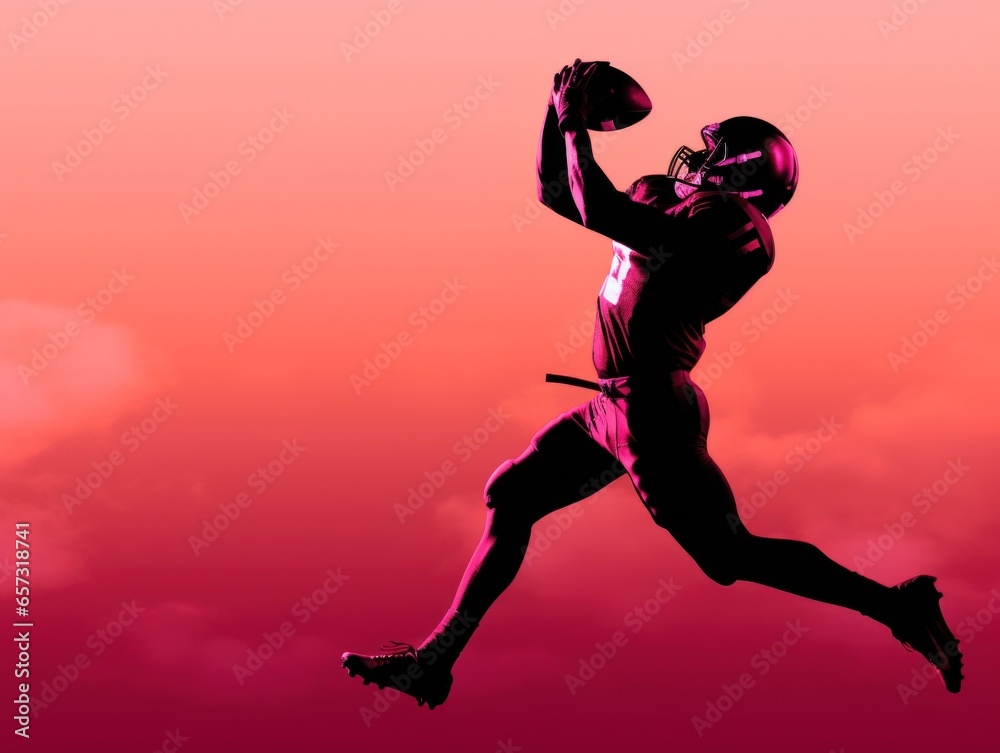 American Football Player Man Catching Receiving Silhouette