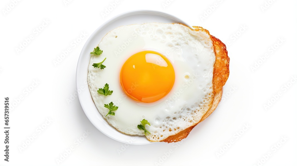 a fried egg on a piece of bread on a plate. generative ai a fried egg on a piece of bread on a plate. generative ai