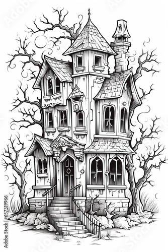 sketch of a haunted house