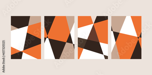 Set of posters colored geometric shapes, abstract background, vertical banners template, vector pattern, design elements.