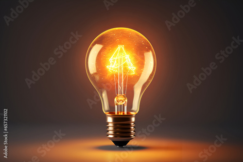 Glowing light bulb. New idea, inspiration, brainstorming concept.