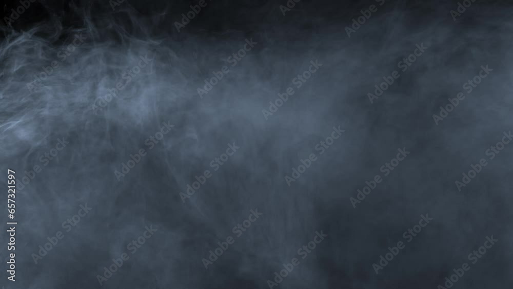 Abstract white smoke in slow motion. Smoke, Cloud of cold fog in light spot background. Light, white, fog, cloud, black background, 4k, ice smoke cloud. Floating fog.