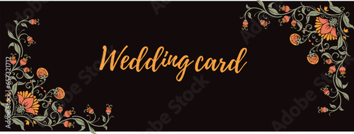 Wedding Invitation card templates with gold patterned and crystals on background color.