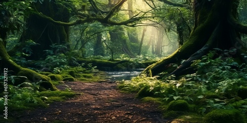 enchanted path through magical forest cinematic 4k © Young