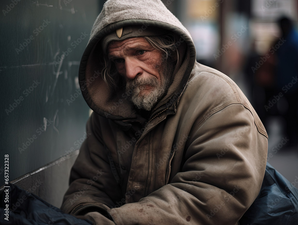homeless person on a street homeless person on a street