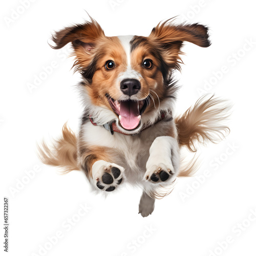 cute happy dog  Jumping on transparent background  Generative AI