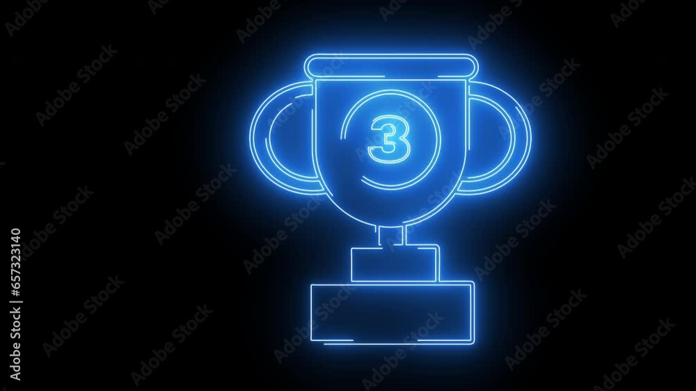 Animated video of the 3rd place trophy with a neon saber effect