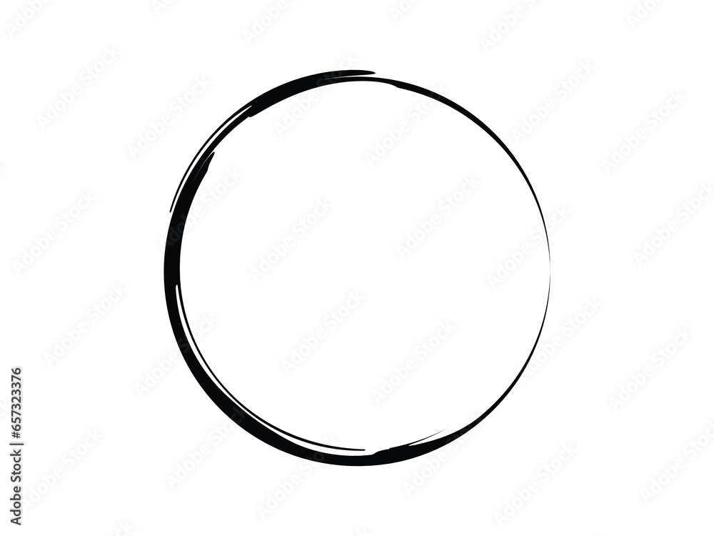 Grunge circle made of black paint.Grunge circle made with brush. Grunge circle made of black paint.Grunge circle made with brush.