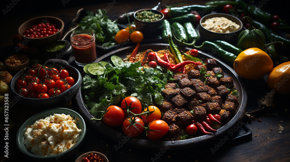 Characteristic Turkish food, colors and aromas mix Characteristic Turkish food, colors and aromas mix