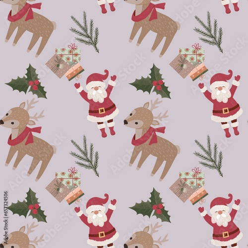 seamless pattern with christmas deer