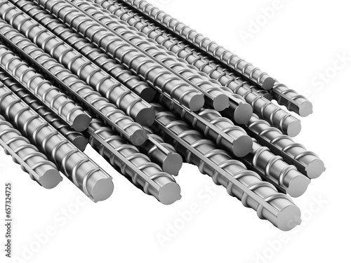 Fototapeta Naklejka Na Ścianę i Meble -  Iron construction bars isolated on transparent background. 3D illustration