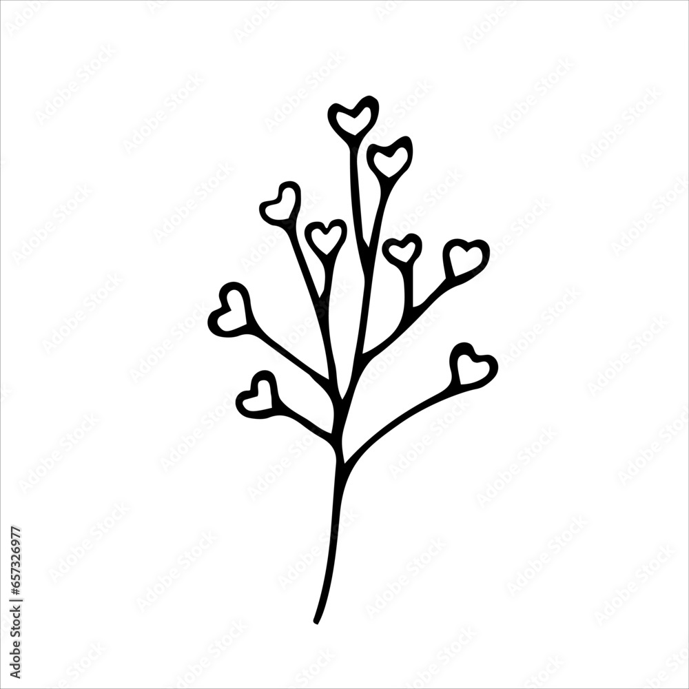 Romantic tree with hearts on the branches. The 14th of February. Valentine's Day. Vector black-and-white hand-drawn doodles. Design of a postcard, template, sketch, icon, clipart. Romantic tree with hearts on the branches. The 14th of February. Valentine's Day. Vector black-and-white hand-drawn doodles. Design of a postcard, template, sketch, icon, clipart.