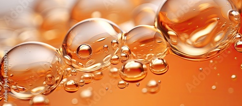 Close up macrophotography capturing the bubbly texture of a cosmetic serum With copyspace for text photo
