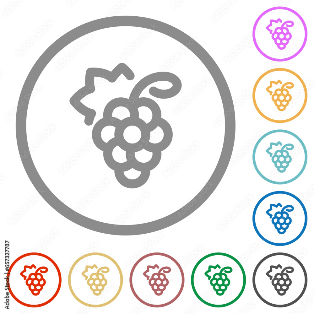 Grapes flat icons with outlines Grapes flat icons with outlines
