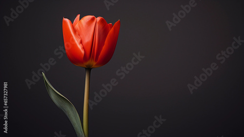 Solitary Vibrant Tulip Blossoming in Monochrome Serenity