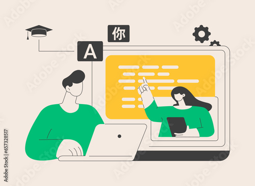 Foreign language workshop abstract concept vector illustration.