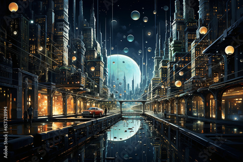 A futuristic cityscape with buildings that appear twisted and warped  reflecting the influence of space-time anomalies Generative AI
