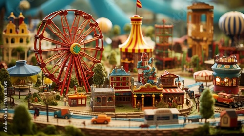 a miniature carnival with rides, games, and colorful attractions. Create spaces for advertising upcoming events or promotions.