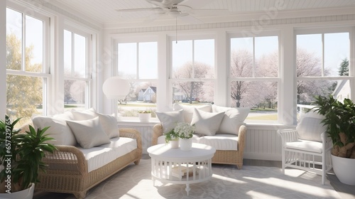 Bright and Airy Sunroom with White Ceiling Fan 