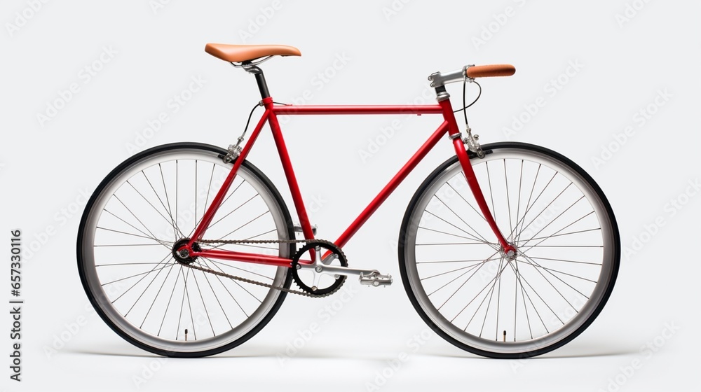 a miniature fixed gear bike with a minimalist design, a single-speed drivetrain, and details for the pedals and handlebars.