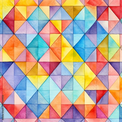 Protuguese tiles, watercolor style grid, bright brilliant colors photo