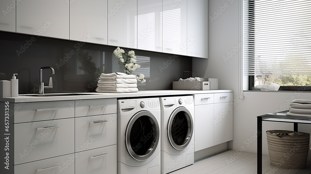 Modern Laundry Room with White Appliances Modern Laundry Room with White Appliances