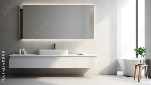 Minimalist Bathroom with White Floating