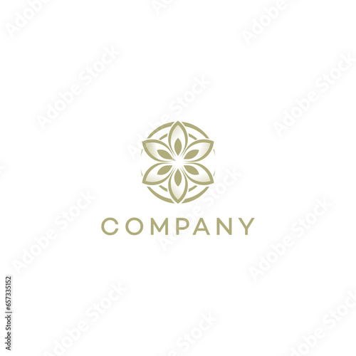 Tulip health and fitness Leaf flower round circle lines round wellness yoga nature business, logo, design, brand identity, flat logo, company, editable, vector