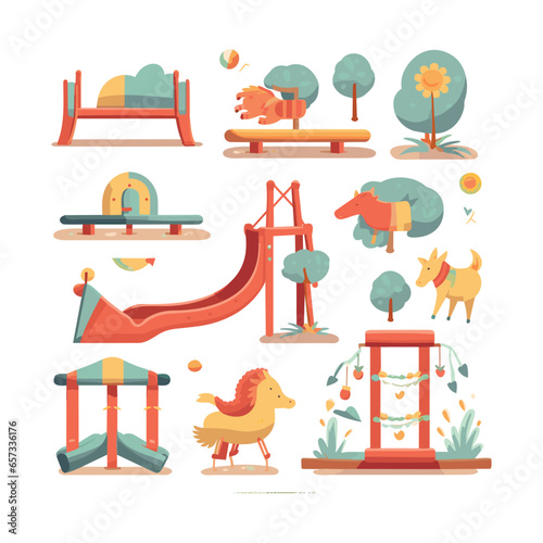 vector flat style modern children playground