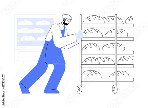 Commercial bread baking abstract concept vector illustration.