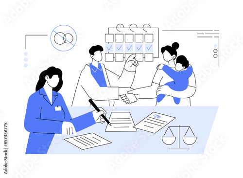 Reaching custody agreement abstract concept vector illustration.