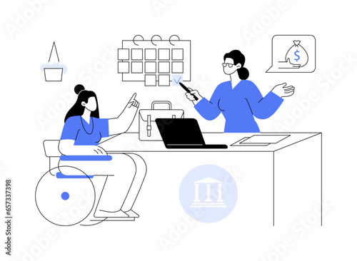 Disability pension abstract concept vector illustration.