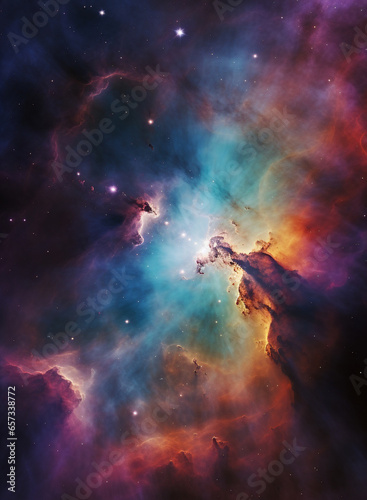 nebula in galaxy colorful clouds space background, made with Generative AI © Annuitti