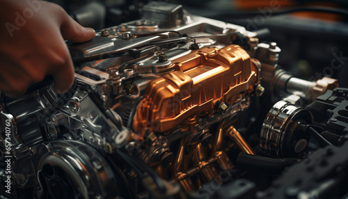 mechanic working on car engine