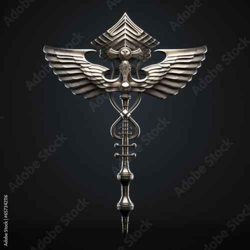 caduceus symbol in the style of detailed hyperrealism photo