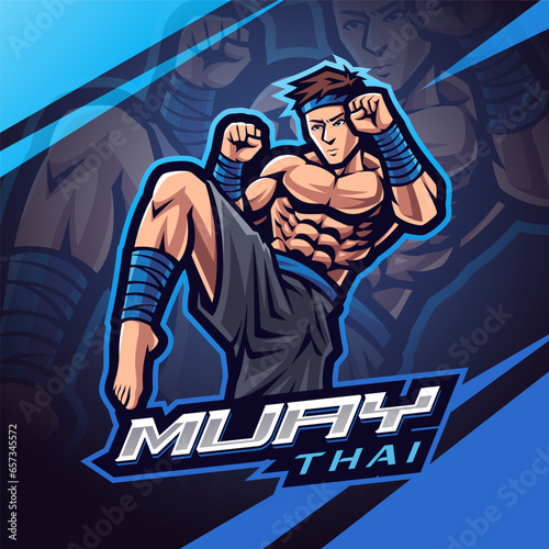 Muay thai esport mascot logo design