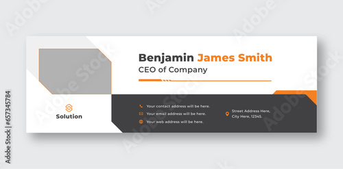 Email signature template, Personal social media cover design template with a photo place modern layout, Corporate and business style