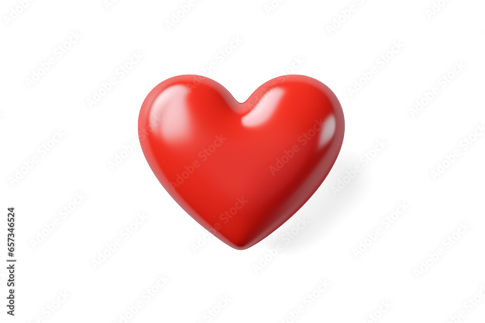 Red glossy heart isolated on white