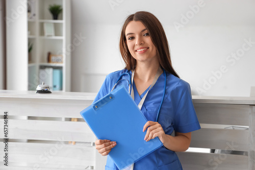 Female medical intern with ...