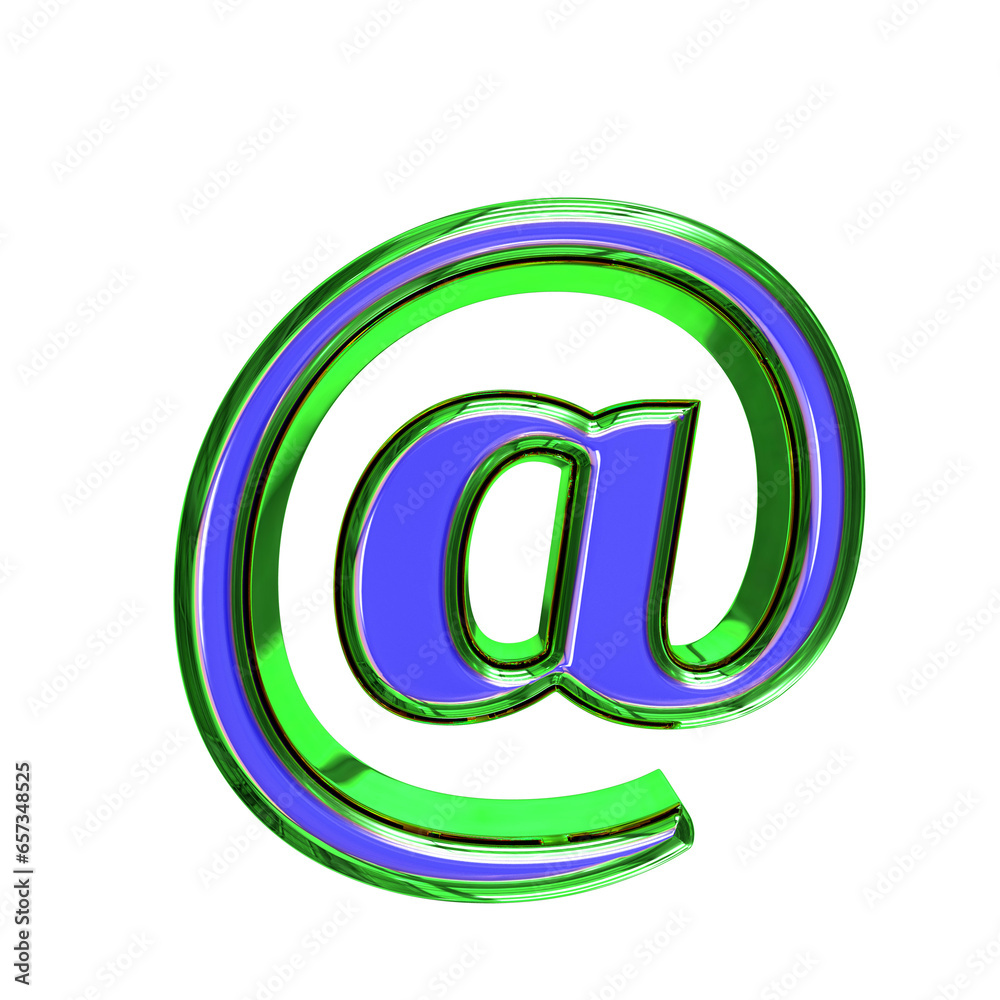 Blue 3d symbol in a green frame Blue 3d symbol in a green frame