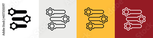 customize and design settings icon concept. vector sillhouette and line icon set