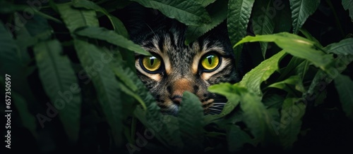 Intense concept design featuring a jungle cat with a focus on its eyes evoking an atmosphere of danger power and nature