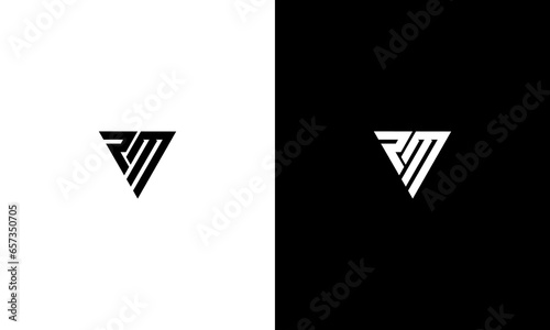 Creative and Minimalist Letter PM MP Logo Design Icon, Editable in Vector Format in Black and White Color suitable for technology and business companies